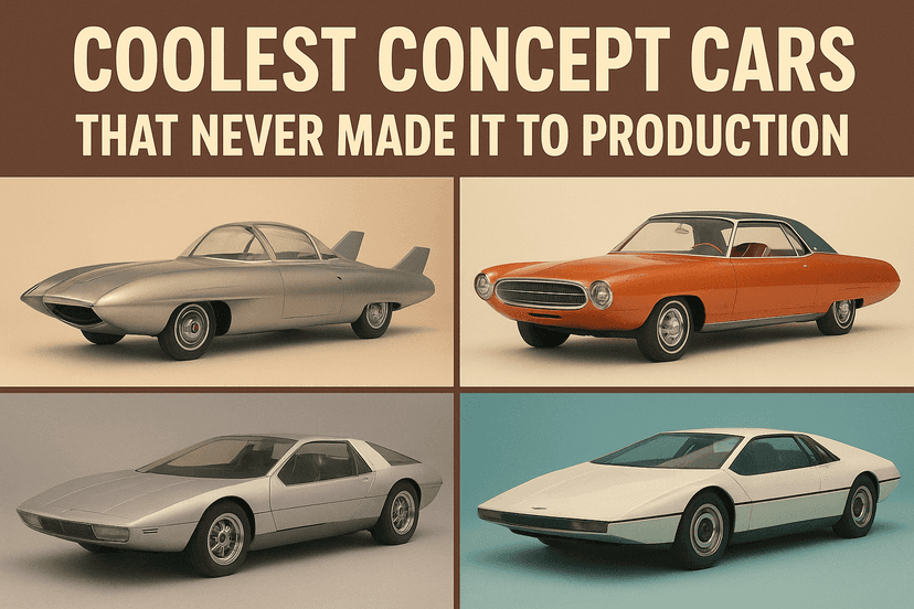 Collage of futuristic concept cars that never reached mass production